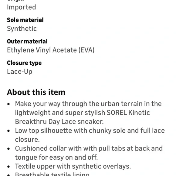 Sorel Kinetic Breakthru Day Lace Women’s Sneakers-size 10 - Picture 8 of 9